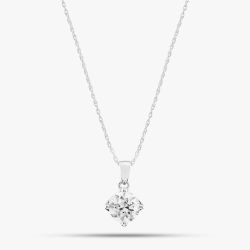 9ct White Gold Certificated Lab Grown 1.00ct Brilliant Cut Diamond Pendant Necklace LGP3119-100AN (WG)