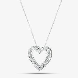 9ct White Gold 1.00ct Lab Grown Diamond Heart Pendant Necklace LGP41093-100 (WG)