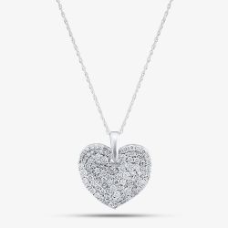 9ct White Gold Certified 1.00ct Lab Grown Diamond Heart Pendant Necklace LGP45515-100 (WG)