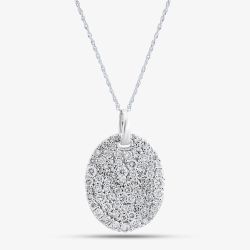 9ct White Gold Certified 1.00ct Lab Grown Diamond Oval Pendant Necklace LGP45518-100 (WG)