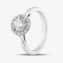 18ct White Gold Lab Grown 0.92ct Brilliant Cut Diamond Halo Ring 078SS-W001
