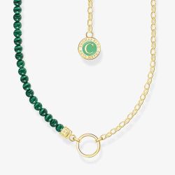 THOMAS SABO Gold Plated Member Charm Green Bead Necklace KE2190-140-6-L37V