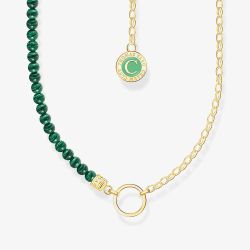 THOMAS SABO Gold Plated Member Charm Green Bead Necklace KE2190-140-6-L45V