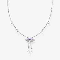 THOMAS SABO Silver UFO Stars Purple Enamel Necklace KE2197-041-21-L45V