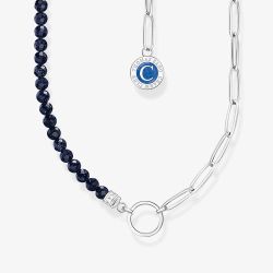 THOMAS SABO Dark Blue Imitation Sandstone Beaded Member Charm Necklace KE2189-007-32-L45V