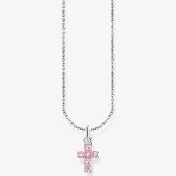 THOMAS SABO Pink Cubic Zirconia Cross Necklace KE2226-051-9-L45V