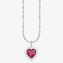 THOMAS SABO Romance Silver Red Cubic Zirconia Heart Pendant Necklace KE2305-013-10-L45V