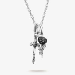 THOMAS SABO True Romance Silver Sword & Rose Necklace KE2352-691-11-L45V