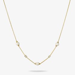 THOMAS SABO Classics 18ct Yellow Gold Plated Freshwater Pearls Necklace KE2120-M01-14-L45V