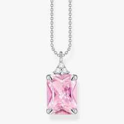 THOMAS SABO Silver & Pink Octagon Cut Cubic Zirconia Necklace KE2089-051-9-L45V