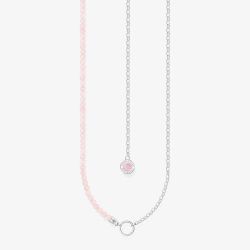 THOMAS SABO Silver Rose Quartz Bead Charm Necklace KE2190-067-9-45