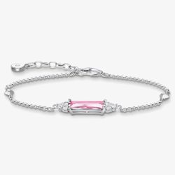 THOMAS SABO Heritage Silver & Pink Octagon Cubic Zirconia Bracelet A2018-051-9-L19V