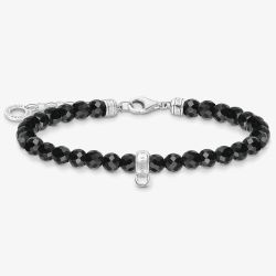 THOMAS SABO Silver & Black Onyx Beaded Charm Bracelet A2097-130-11-L19V
