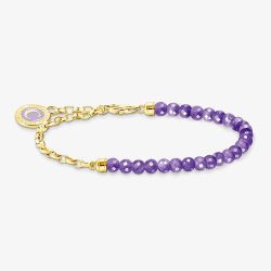 THOMAS SABO Gold Plated Member Charm Violet Bead Bracelet A2130-427-13-L17V
