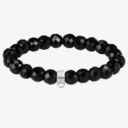 THOMAS SABO As We Love 19cm Black Oval Obsidian Bead Bracelet X0292-023-11-L19