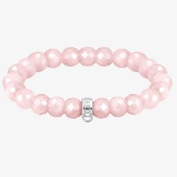 THOMAS SABO As We Love 17cm Rose Quartz Oval Bead Bracelet X0292-034-9-L17