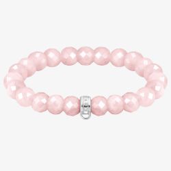 THOMAS SABO As We Love 19cm Rose Quartz Oval Bead Bracelet X0292-034-9-L19