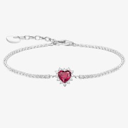 THOMAS SABO Romance Silver Ruby & Cubic Zirconia Heart Bracelet A2188-013-10-L19V