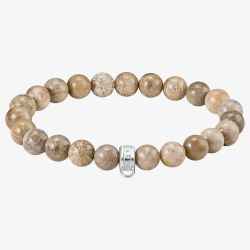 THOMAS SABO Ladies Silver Daisy Jasper Bead Bracelet X0293-014-16