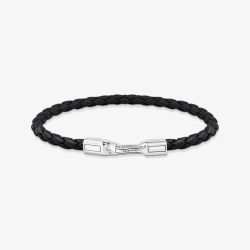 THOMAS SABO Black Braided Silver Clasp Leather Bracelet A2147-682-11