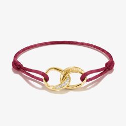 THOMAS SABO Together Red Textile Cubic Zirconia Intertwined Bracelet A2236-M03-10
