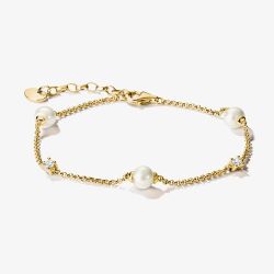 THOMAS SABO Classics 18ct Yellow Gold Plated Freshwater Pearl Bracelet A2038-M01-14