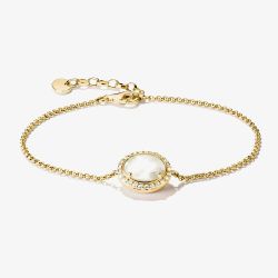 THOMAS SABO 18ct Yellow Gold Plated Mother of Pearl Halo Bracelet A2234-M01-14