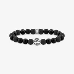 THOMAS SABO Blackened Sterling Silver Obsidian Beaded Bracelet A2145-705-11