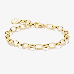THOMAS SABO Charm Club Original Yellow Gold Tone Plated Oval Link Charm Bracelet X0031-S02-39