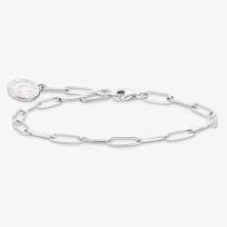 THOMAS SABO Silver White Cold Enamel Long Link Charm Bracelet X0286-007-21