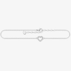 THOMAS SABO Sterling Silver Open Cubic Zirconia Heart Anklet AK0007-051-14-L27V