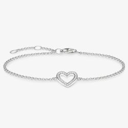 THOMAS SABO Sterling Silver Cubic Zirconia Openwork Heart Bracelet A1553-051-14-L19.5V