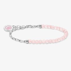 THOMAS SABO Silver Rose Quartz Bead Charm Bracelet A2130-067-9