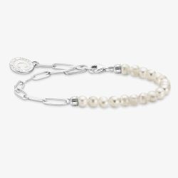 THOMAS SABO Silver Freshwater Pearl Bead Charm Bracelet A2129-158-14