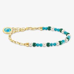 THOMAS SABO Gold Plated Multi-Stone Bead Charm Bracelet A2130-140-7