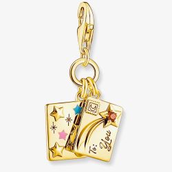 THOMAS SABO Gold Plated Multi Enamel Christmas Postcard Letter Charm 2065-414-7