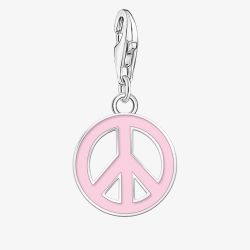 THOMAS SABO Ladies Silver Pink Enamel Peace Sign Charm 2207-007-9