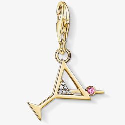 THOMAS SABO Gold Plated Cubic Zirconia Cocktail Glass Charm 1771-995-7