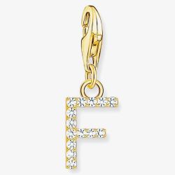 THOMAS SABO Gold Plated Cubic Zirconia Letter F Charm 1969-414-14