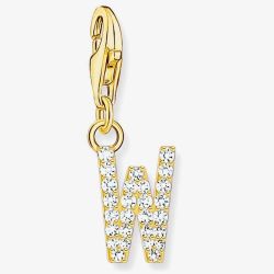 THOMAS SABO Gold Plated Cubic Zirconia Letter W Charm 1986-414-14