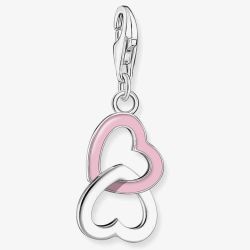 THOMAS SABO Silver Pink Interlocking Heart Charm 2013-007-9