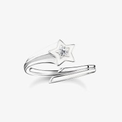 THOMAS SABO Silver Shooting Star White Enamel Ring TR2443-041-14
