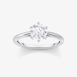 THOMAS SABO Sterling Silver Brilliant Cut Cubic Zirconia Solitaire Ring TR2474-051-14