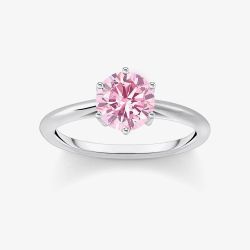 THOMAS SABO Sterling Silver Pink Cubic Zirconia Solitaire Ring TR2474-051-9