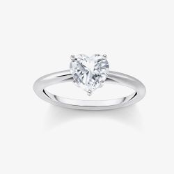 THOMAS SABO Sterling Silver Heart Shaped Cubic Zironica Solitaire Ring TR2476-051-14