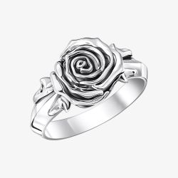 THOMAS SABO Midnight Rose Silver Single Rose Ring TR2487-637-21