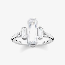 THOMAS SABO Sterling Silver Magic Stars Large Baguette Cut Cubic Zirconia Ring TR2267-051-14