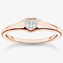 THOMAS SABO Rose Gold Plated Bezel Set Heart Ring TR2390-416-14