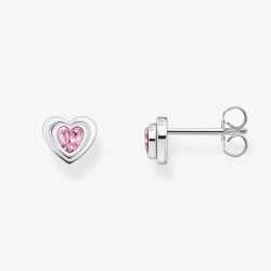 THOMAS SABO Silver Pink Cubic Zirconia Heart Stud Earrings H2271-643-9