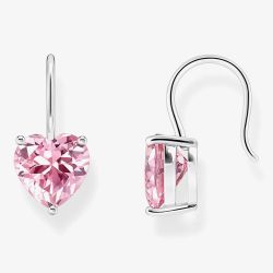 THOMAS SABO Silver & Pink Heart Pink Cubic Zirconia Earrings H2288-051-9
